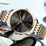 WLISTH S512 No Number Dial Date Week Display Luminous Quartz Wrist Watch