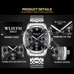 WLISTH S509 Business Men Luminous Quartz Watch with 3 Decorative Small Dials