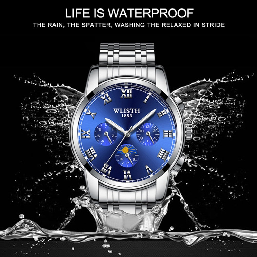 WLISTH S509 Business Men Luminous Quartz Watch with 3 Decorative Small Dials
