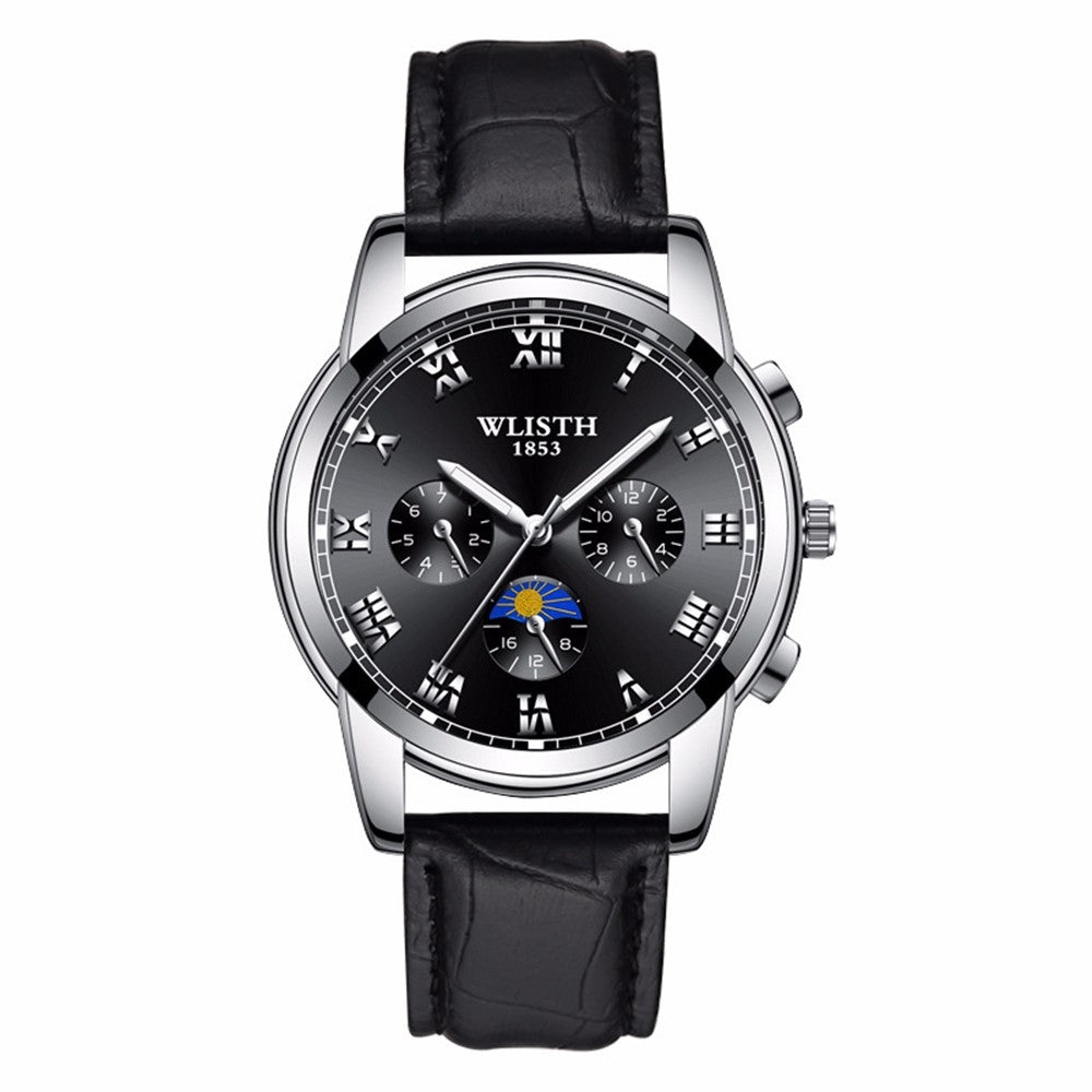 WLISTH S509 Business Men Luminous Quartz Watch with 3 Decorative Small Dials
