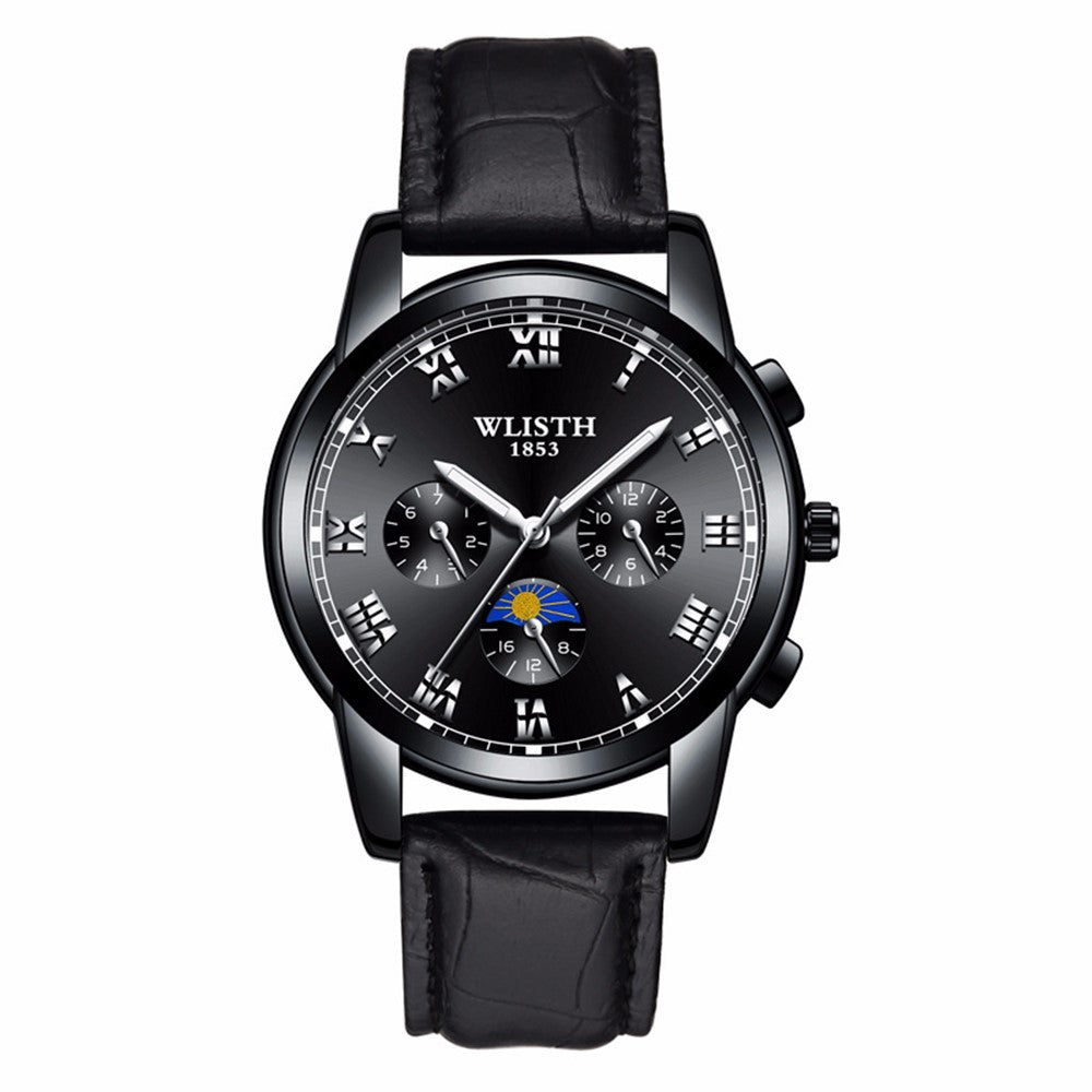 WLISTH S509 Business Men Luminous Quartz Watch with 3 Decorative Small Dials