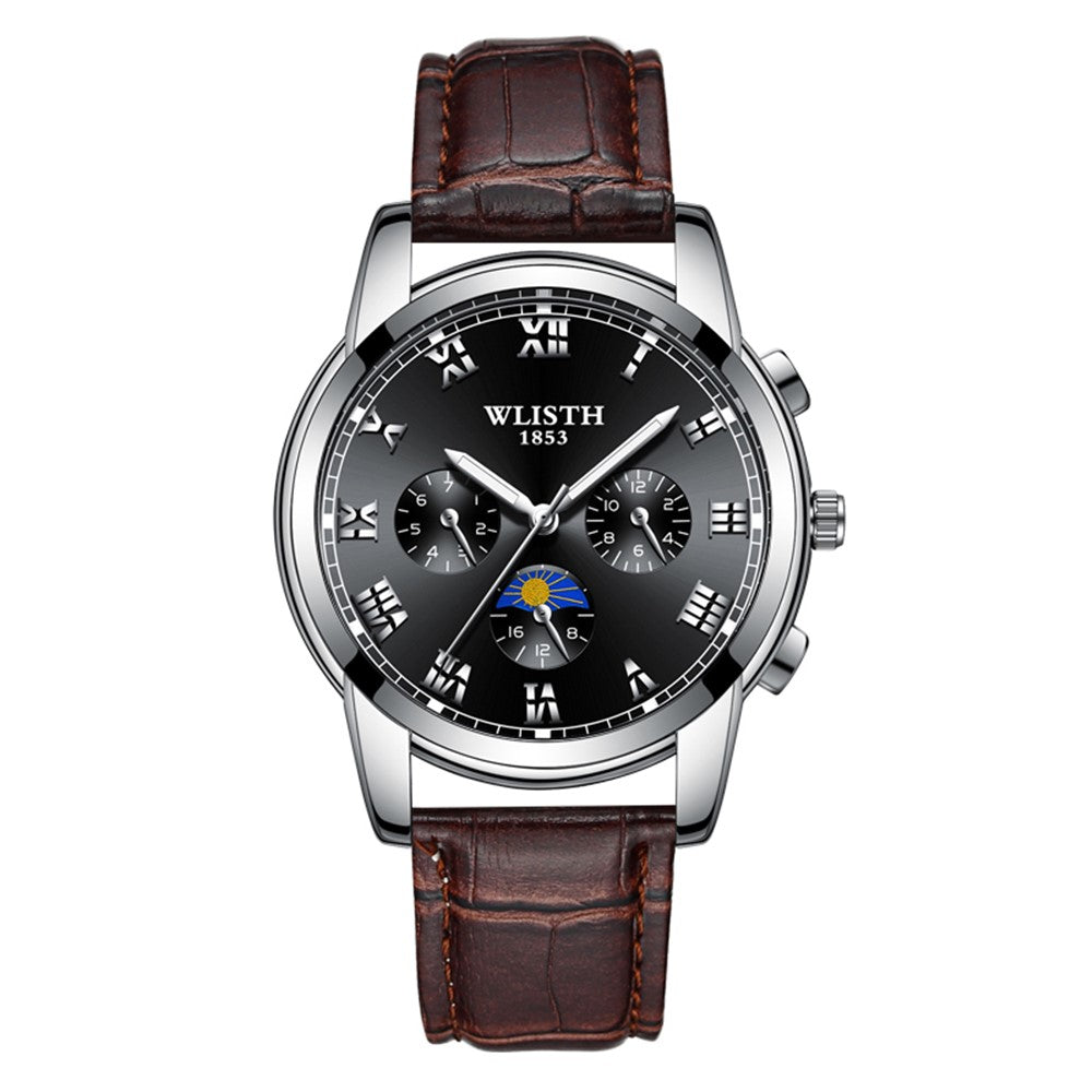 WLISTH S509 Business Men Luminous Quartz Watch with 3 Decorative Small Dials