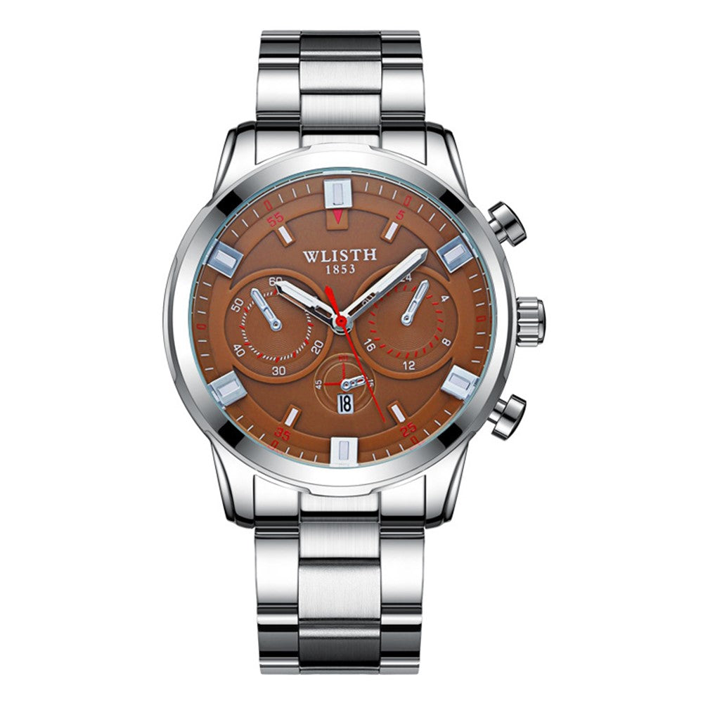 WLISTH S508 Men Calendar Luminous Quartz Watch with 3 Decorative Dials
