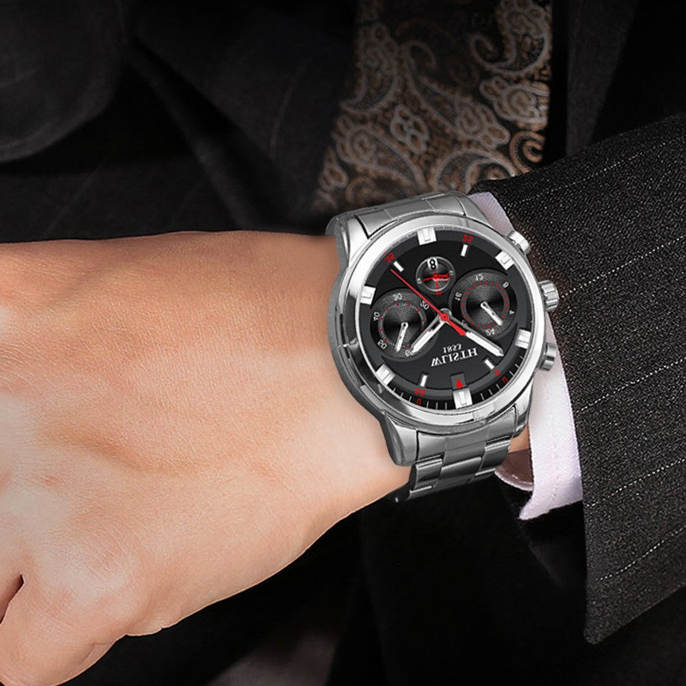 WLISTH S508 Men Calendar Luminous Quartz Watch with 3 Decorative Dials