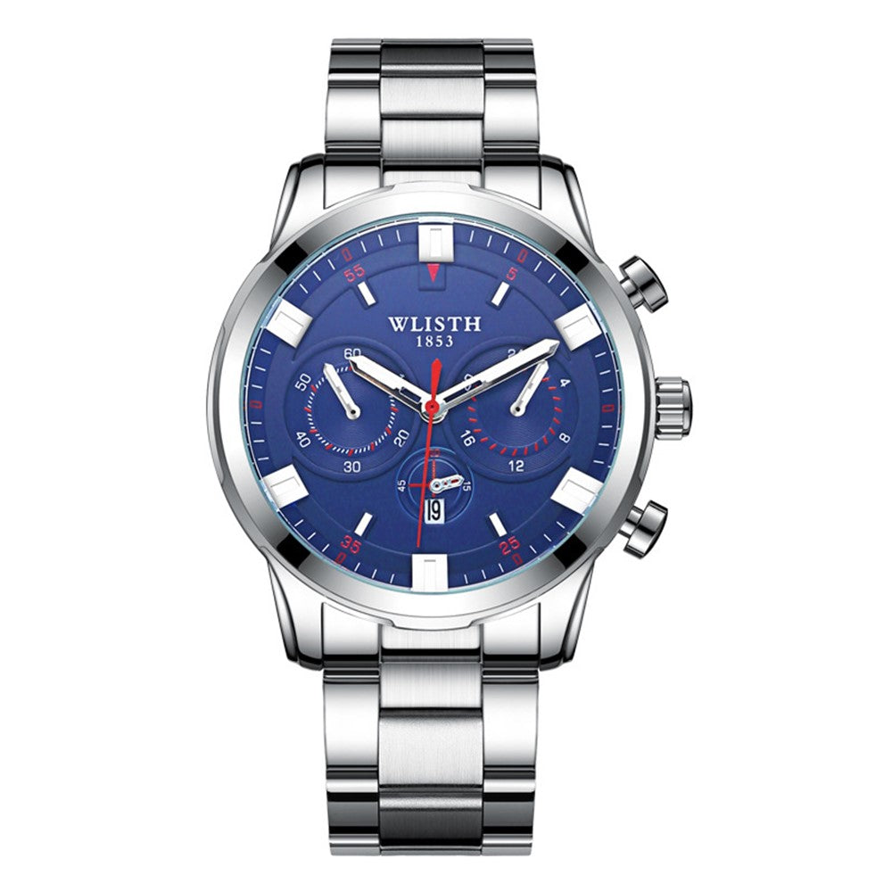 WLISTH S508 Men Calendar Luminous Quartz Watch with 3 Decorative Dials