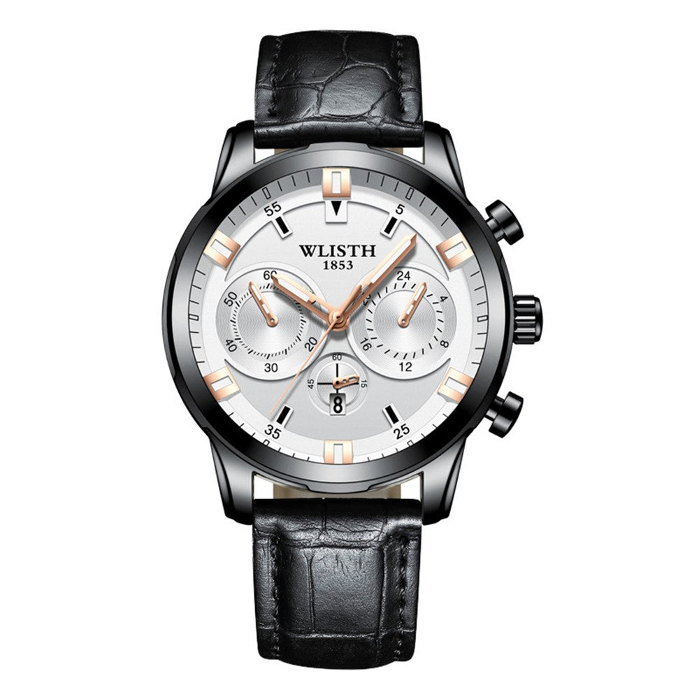 WLISTH S508 Men Calendar Luminous Quartz Watch with 3 Decorative Dials