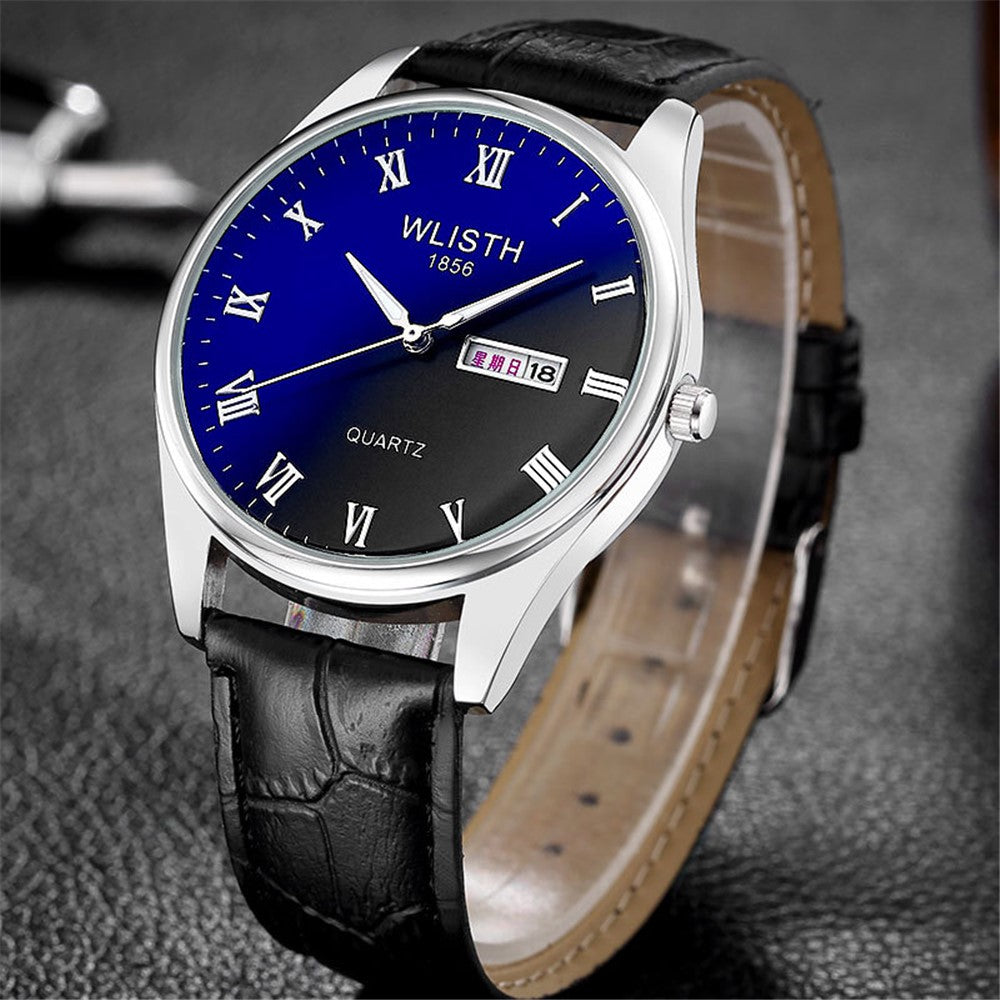 WLISTH S502 Blue Light Glass Calendar Display Waterproof Quartz Watch