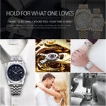 WLISTH Q354 Calendar Display Luminous Couple Quartz Watch with Steel Strap