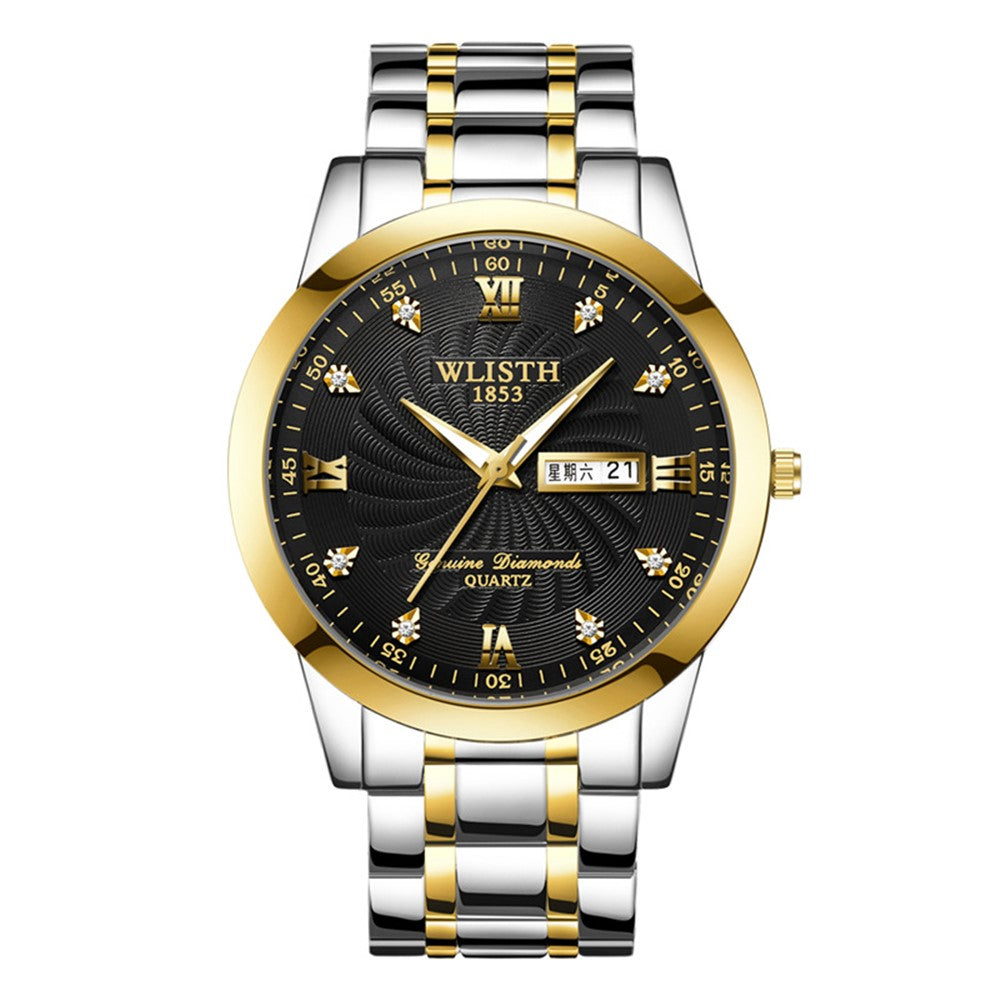 WLISTH Q351 Luminous Quartz Watch Bracelet with Calendar+Week Display