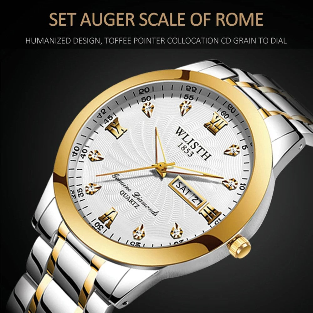 WLISTH Q351 Luminous Quartz Watch Bracelet with Calendar+Week Display