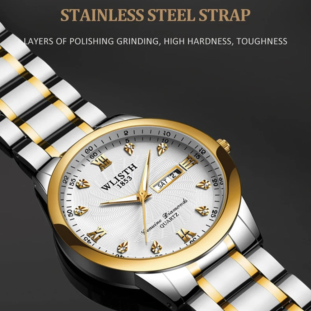 WLISTH Q351 Luminous Quartz Watch Bracelet with Calendar+Week Display