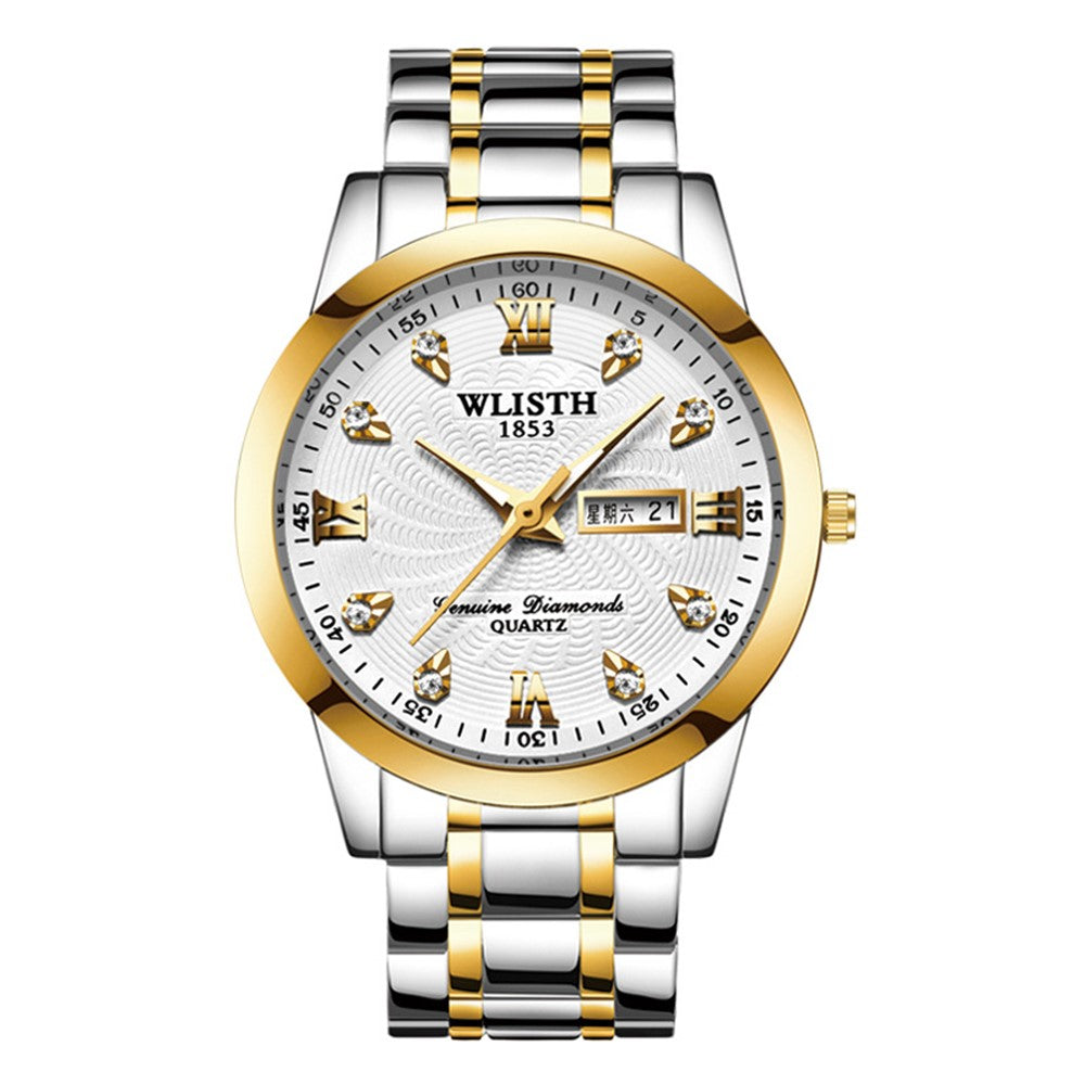 WLISTH Q351 Luminous Quartz Watch Bracelet with Calendar+Week Display