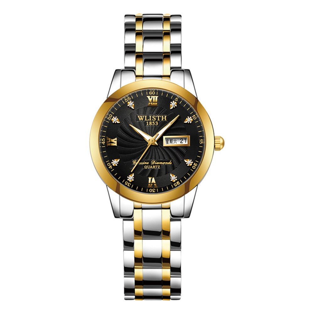 WLISTH Q351 Luminous Quartz Watch Bracelet with Calendar+Week Display