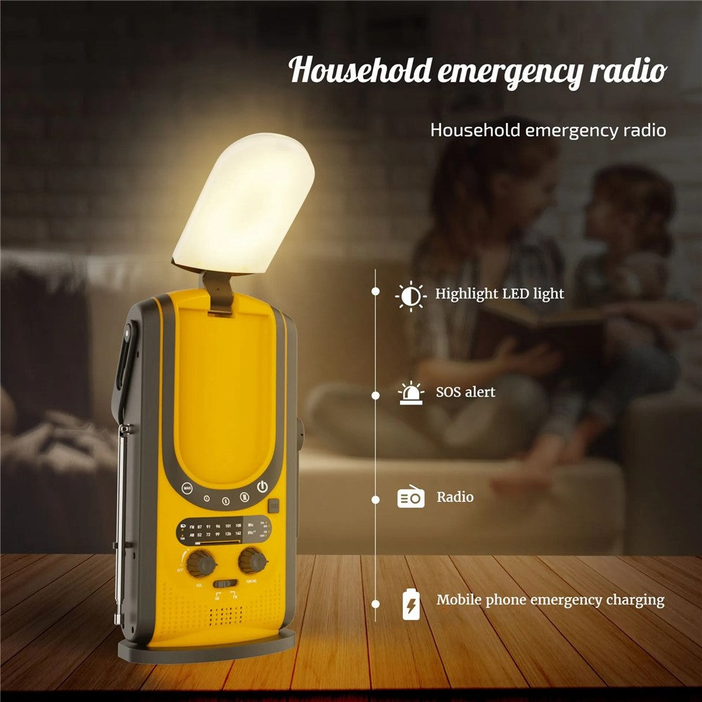 md-099 Outdoor Emergency 6000mAh Power Bank Multi-function Hand Crank Solar Radio, European Version