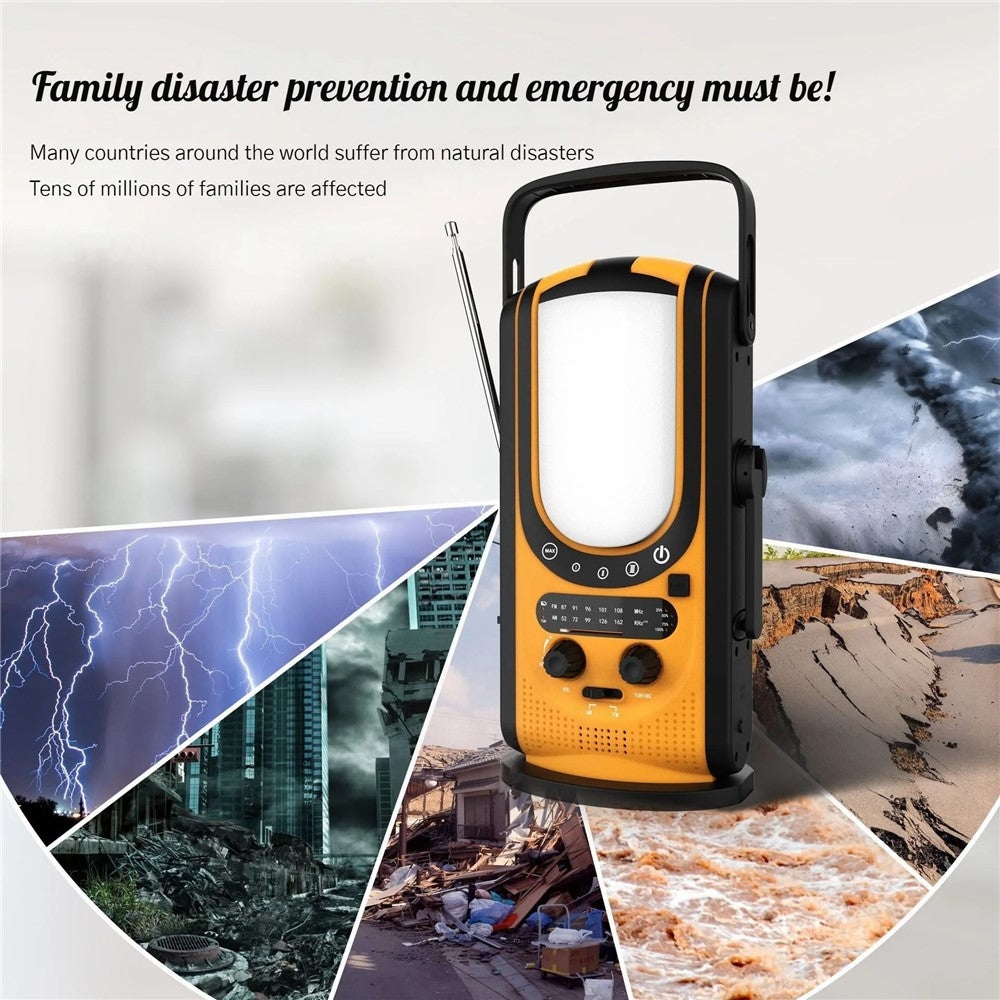 md-099 Outdoor Emergency 6000mAh Power Bank Multi-function Hand Crank Solar Radio, European Version