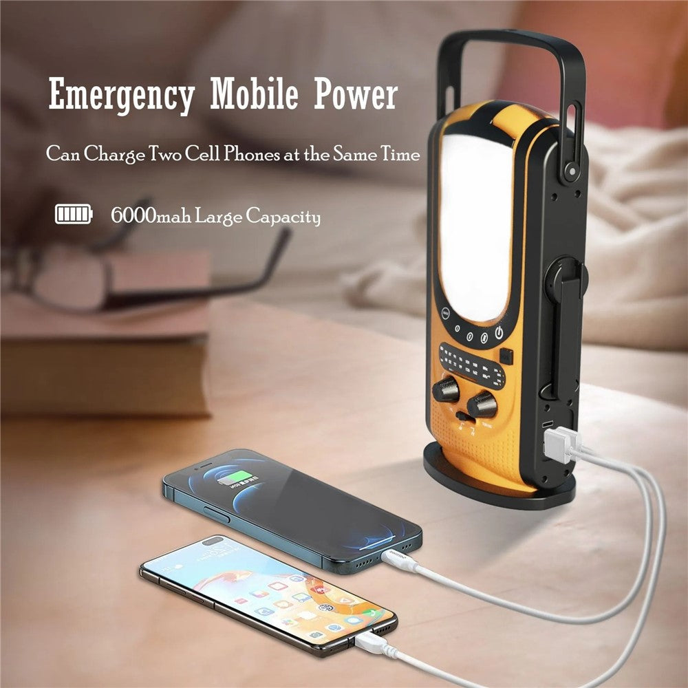 md-099 Outdoor Emergency 6000mAh Power Bank Multi-function Hand Crank Solar Radio, European Version