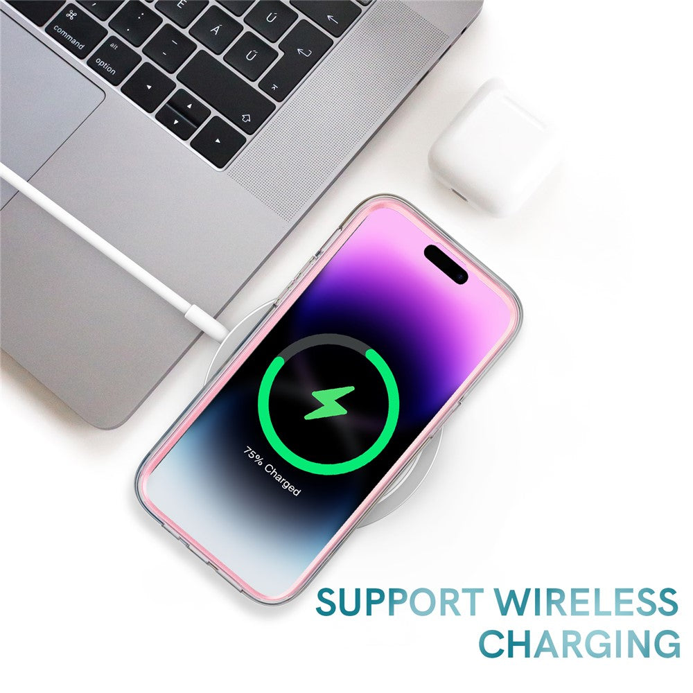 AHASTYLE WE13 For iPhone 14 Pro Max Case Pattern IMD PC+TPU Phone Cover Built-In Screen Protector
