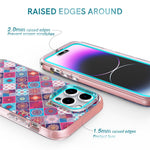 AHASTYLE WE13 For iPhone 14 Pro Max Case Pattern IMD PC+TPU Phone Cover Built-In Screen Protector
