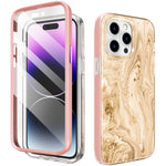 AHASTYLE WE13 For iPhone 14 Pro Max Case Pattern IMD PC+TPU Phone Cover Built-In Screen Protector