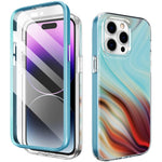 AHASTYLE WE13 For iPhone 14 Pro Max Case Pattern IMD PC+TPU Phone Cover Built-In Screen Protector