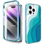 AHASTYLE WE13 For iPhone 14 Pro Max Case Pattern IMD PC+TPU Phone Cover Built-In Screen Protector