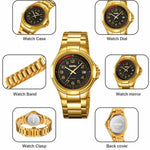 SKMEI 9320 Vintage Date Display Luminous Pointer Quartz Watch with Stainless Steel Strap