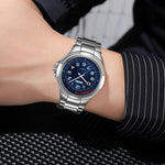 SKMEI 9320 Vintage Date Display Luminous Pointer Quartz Watch with Stainless Steel Strap