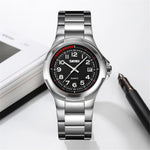 SKMEI 9320 Vintage Date Display Luminous Pointer Quartz Watch with Stainless Steel Strap