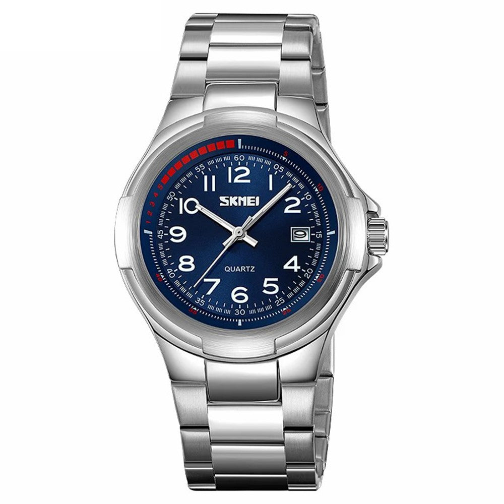 SKMEI 9320 Vintage Date Display Luminous Pointer Quartz Watch with Stainless Steel Strap