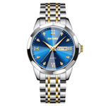 SKMEI 7070 Weekday Date Display Stainless Steel Strap Quartz Wrist Watch for Men / Women