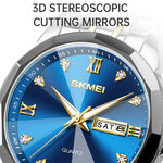SKMEI 7070 Weekday Date Display Stainless Steel Strap Quartz Wrist Watch for Men / Women