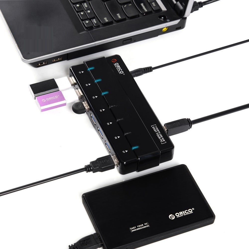 ORICO ABS 7-ports USB 3.0-HUB med strømadapter og kabel (H7928-U3)