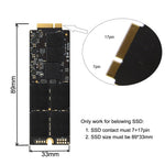USB 3.0 til 2012 MacBook Pro Retina A1425 A1398 MC975 MC976 MD212 MD213 ME662 ME664 ME665 SSD 17+7Pin Kabinet