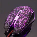 6 Keys Crack Pattern Wired Optical Game Mouse 2400DPI with Breathing Backlit Light