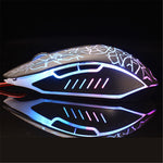 6 Keys Crack Pattern Wired Optical Game Mouse 2400DPI with Breathing Backlit Light