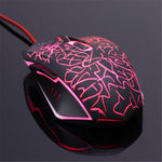 6 Keys Crack Pattern Wired Optical Game Mouse 2400DPI with Breathing Backlit Light