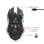 M10 Trådløs Gamingmus 2400dpi Genopladelig 7 Farver Baggrundslys Åndende Komfort Gamer Mus