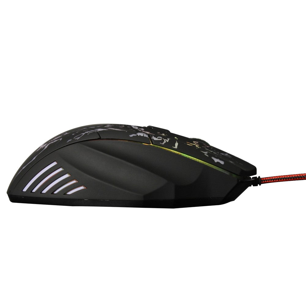 HXSJ Stream Crack-mønster Optisk USB Kablet Vævet Nylonledning Pro Gamingmus