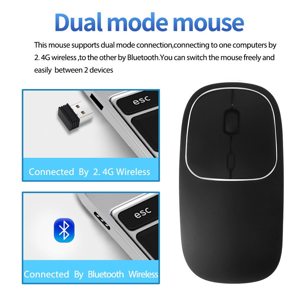 Aluminum Alloy Rechargeable 2.4G Wireless Mouse Bluetooth-compatible Mute Mice Dual Mode