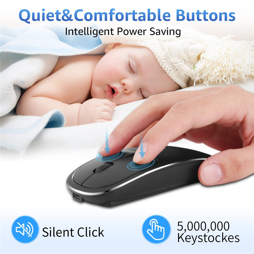 Aluminum Alloy Rechargeable 2.4G Wireless Mouse Bluetooth-compatible Mute Mice Dual Mode