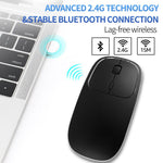 Aluminum Alloy Rechargeable 2.4G Wireless Mouse Bluetooth-compatible Mute Mice Dual Mode