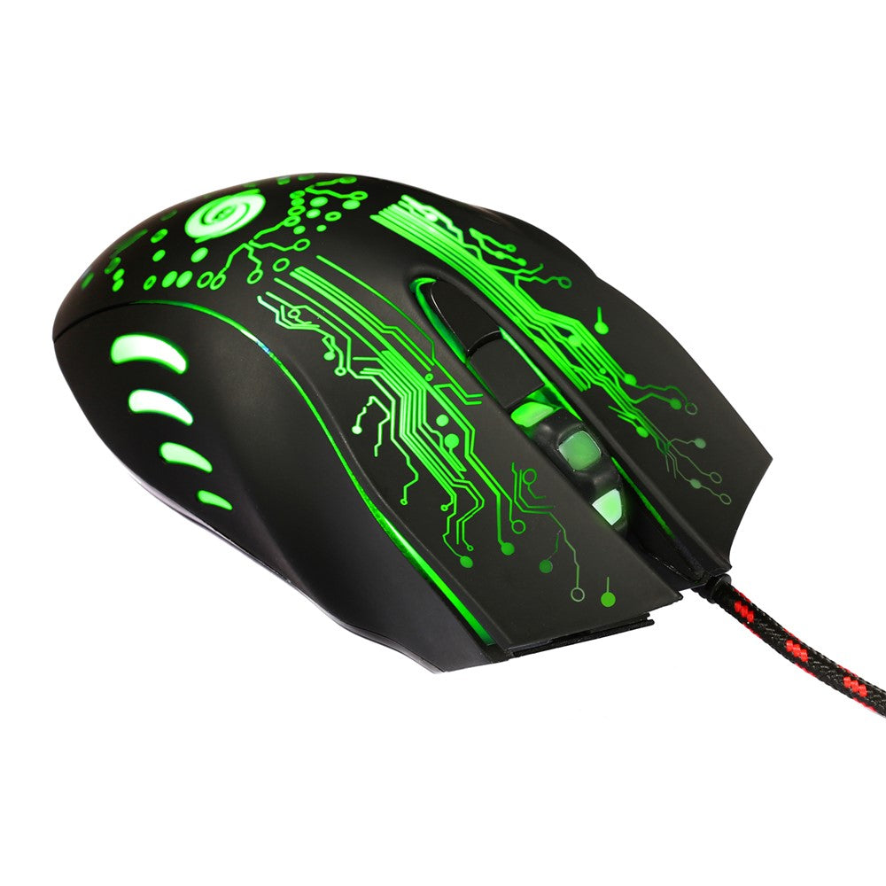 K1013 Kablet USB-gamingmus med 6 knapper og farverigt LED-lys, 3200 DPI (CE/RoHS/FCC)