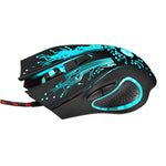 K1013 Kablet USB-gamingmus med 6 knapper og farverigt LED-lys, 3200 DPI (CE/RoHS/FCC)