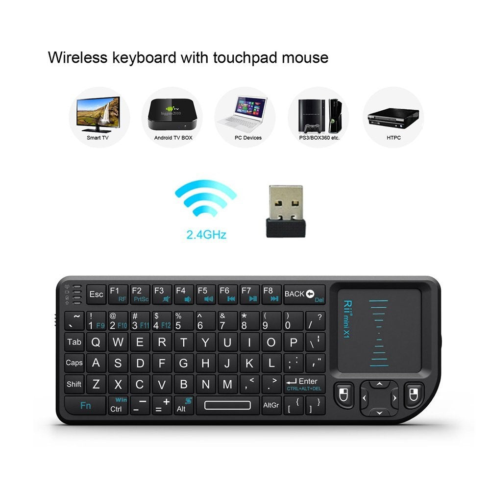 RII Mini X1 2.4GHz Wireless Keyboard with Mouse Touchpad for Laptop Tablet Smart TV