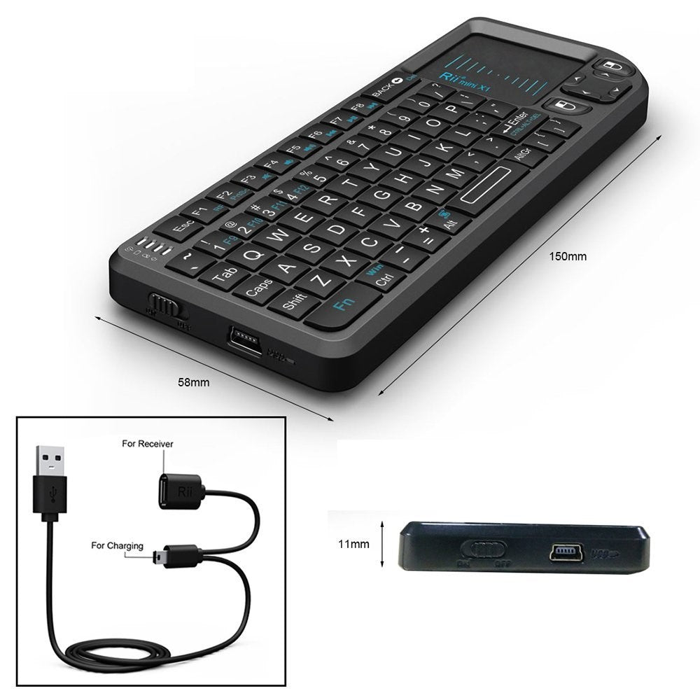 RII Mini X1 2.4GHz Wireless Keyboard with Mouse Touchpad for Laptop Tablet Smart TV