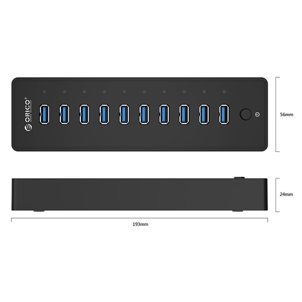 ORICO P10-U3 Superhøj hastighed 5 Gbps 10-ports USB3.0-hub