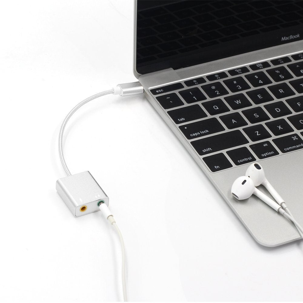 Typ-C ljudadapter extern stereoljudkortsadapter med 3,5 mm hörlursuttag och mikrofonuttag