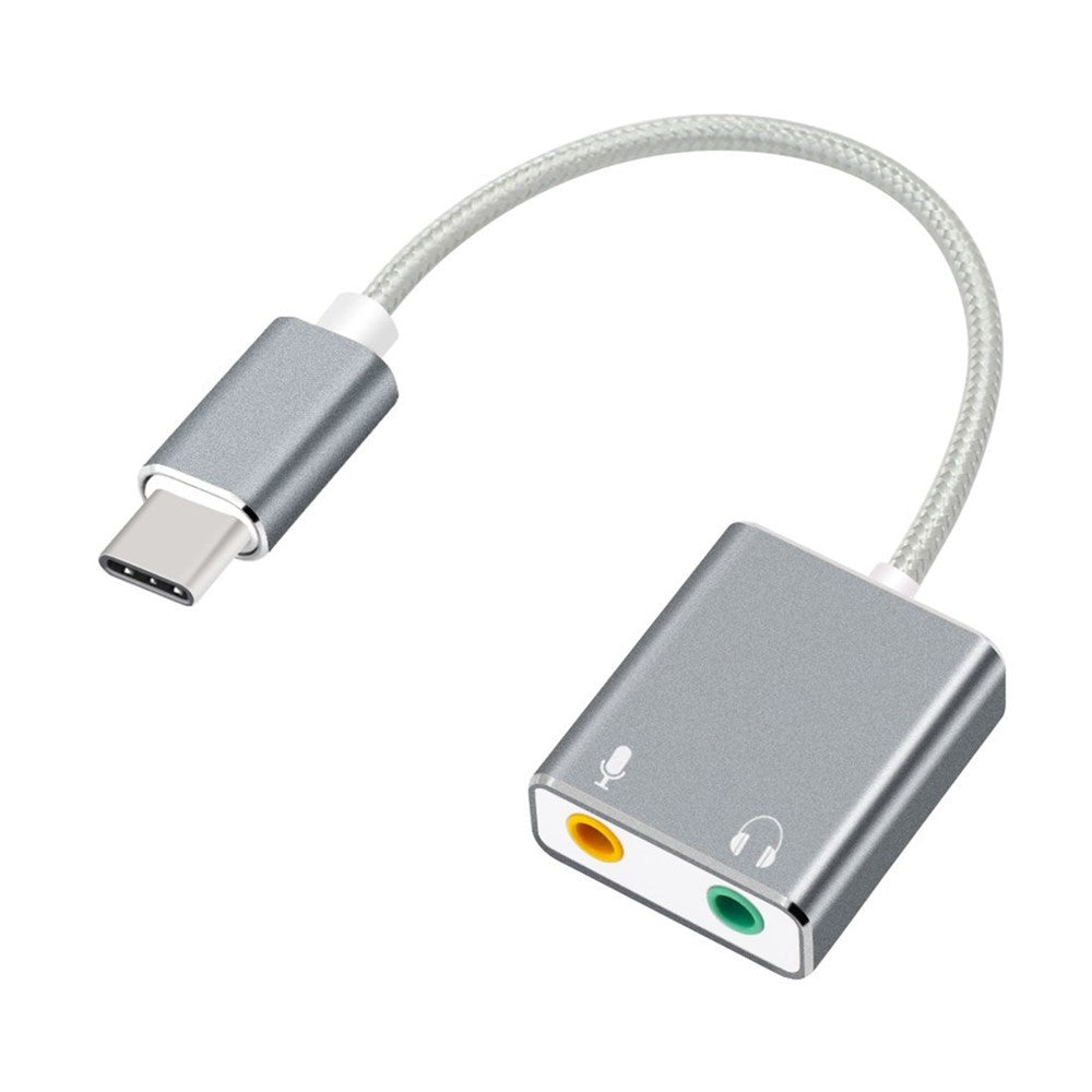 Typ-C ljudadapter extern stereoljudkortsadapter med 3,5 mm hörlursuttag och mikrofonuttag