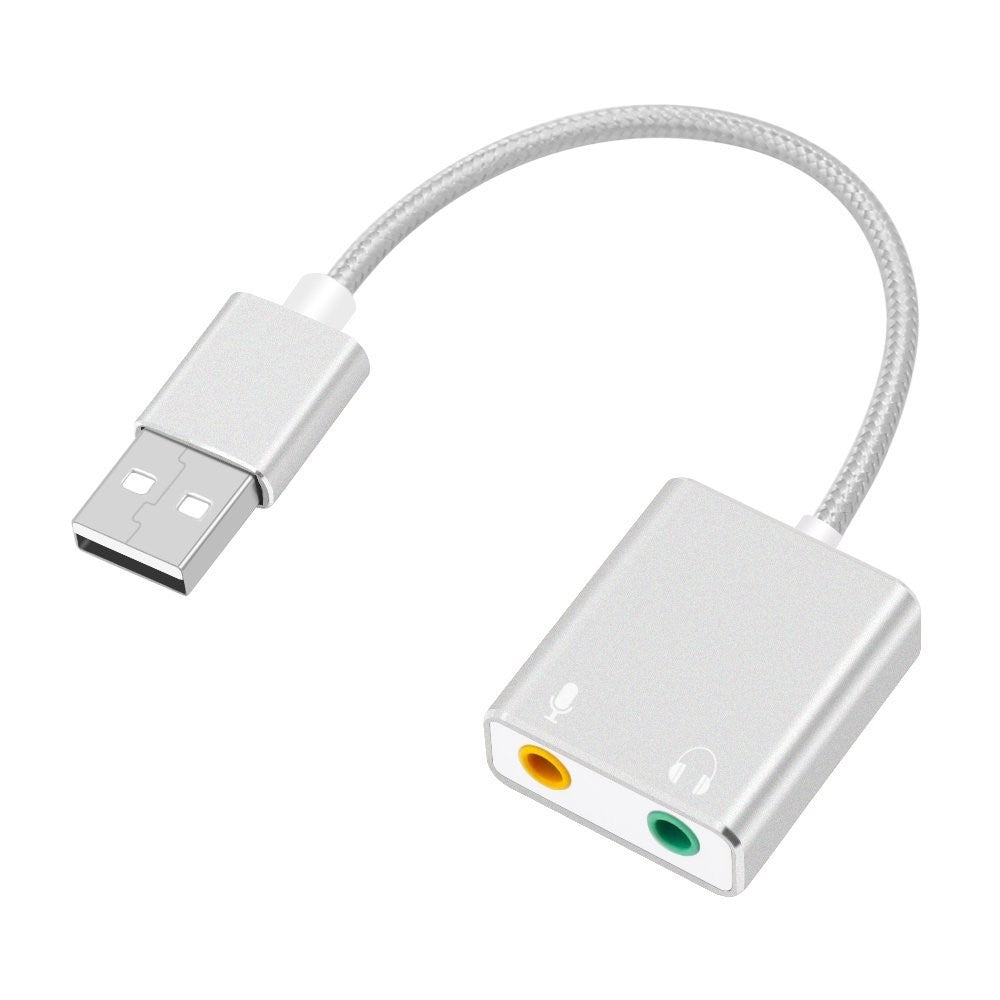 USB lydadapter eksternt stereolydkort med 3,5 mm hovedtelefon- og mikrofonstik