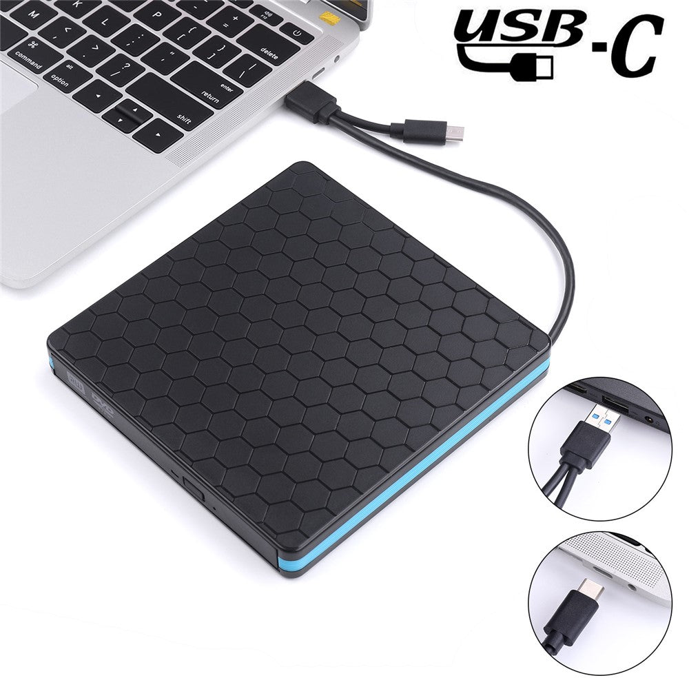 External CD DVD Drive Burner Player to USB 3.0 Type-C Portable Slim DVD/CD ROM RW Rewriter/Writer/Reader